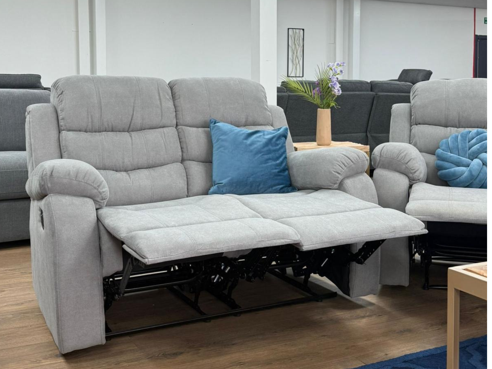 Stanley Manual Reclining Sofa Set in Light Grey - Sofa Easy