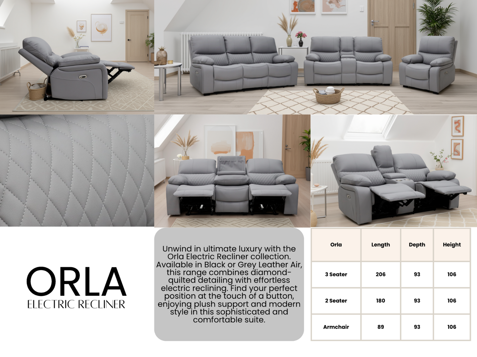 ORLA Power Reclining Collection - 2 Colours - Sofa Easy
