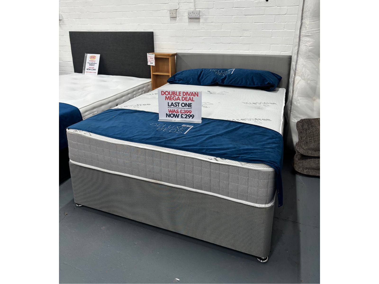 4ft6 Standard Double Divan Set in Grey - Sofa Easy