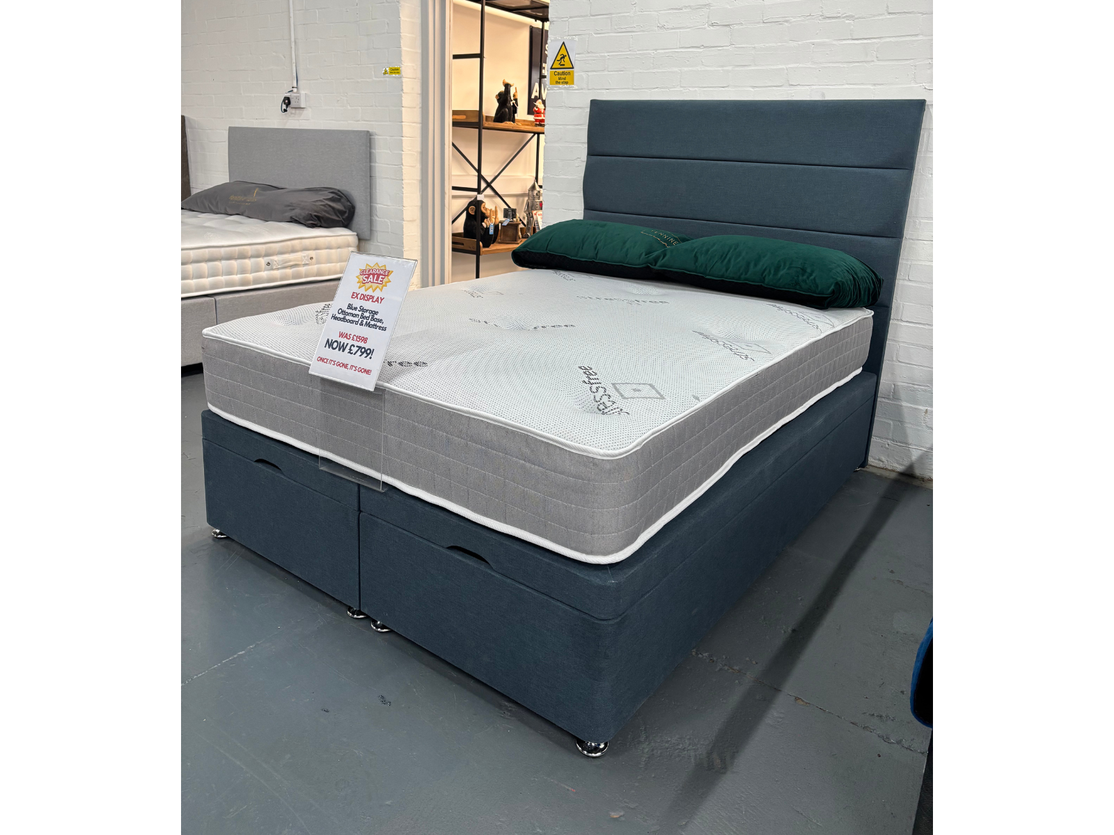 4ft6 Standard Double Ottoman Divan Set with Floor Standing Headboard - Sofa Easy