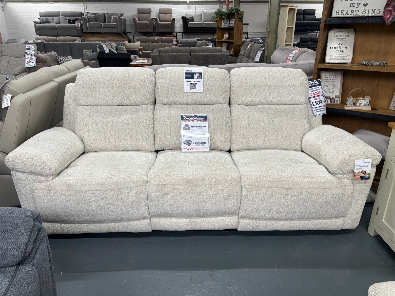 Owen Cream Power Reclining 3 Seater + Armchair - Sofa Easy