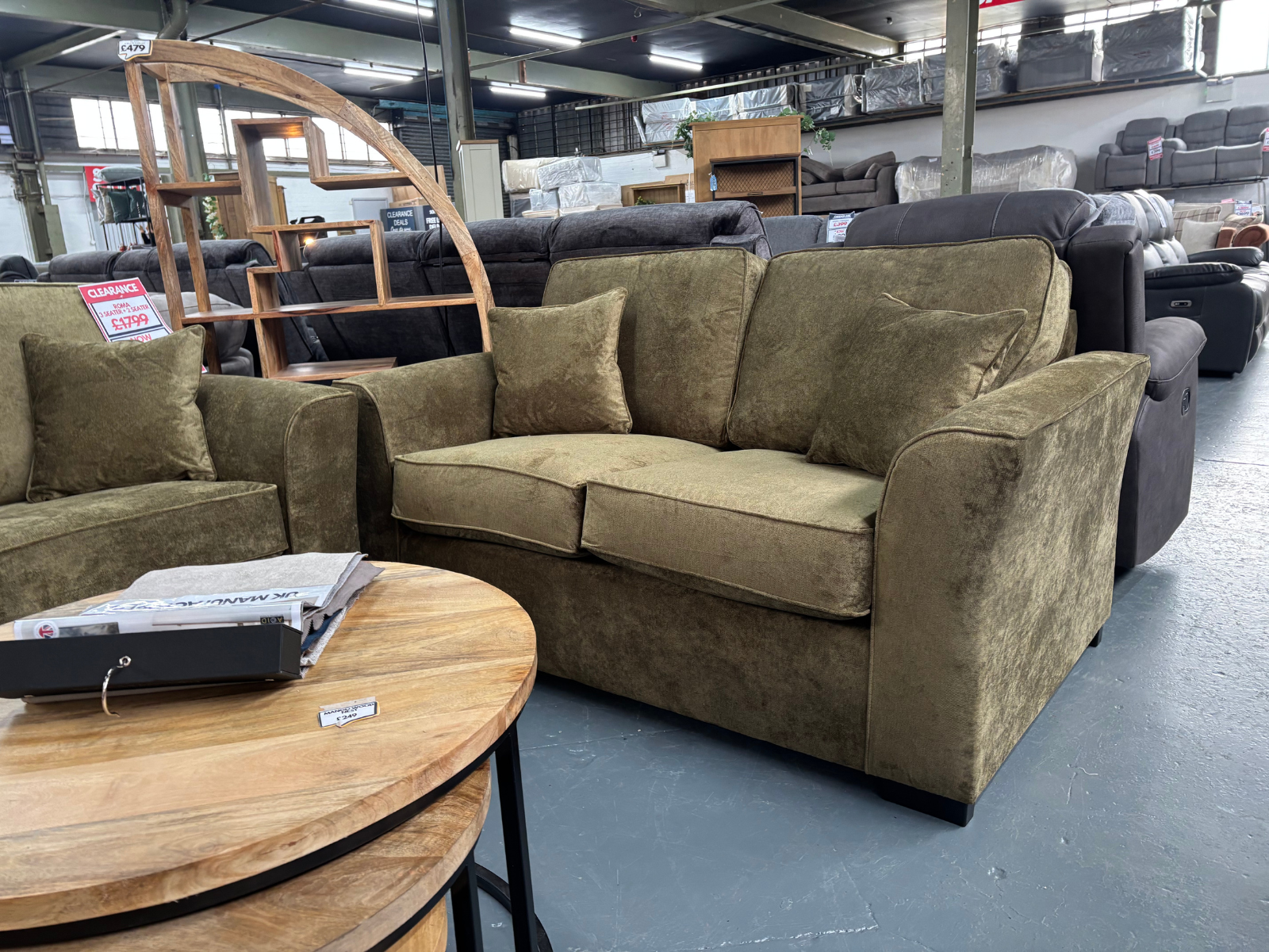 ROMA 3 seater & 2 seater sofa set in Olive green fabric. - Sofa Easy