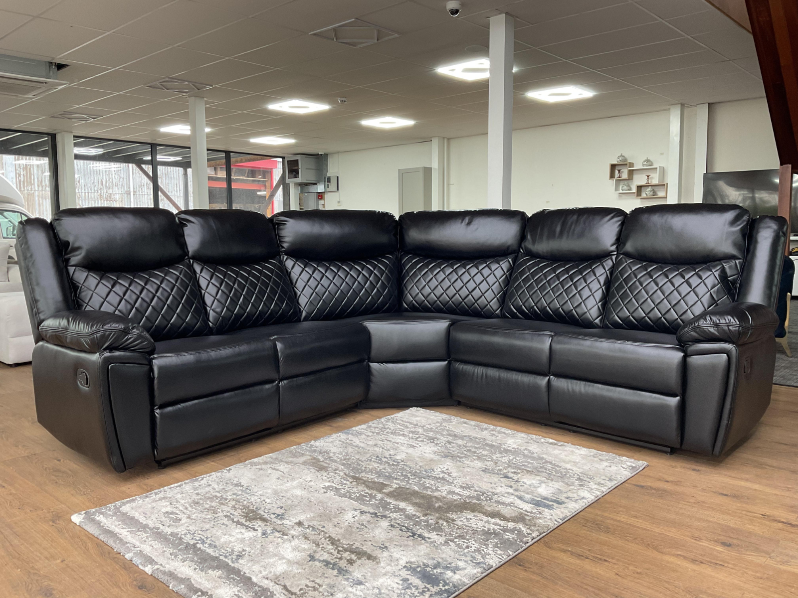 Myra Black Leather Corner Sofa - Sofa Easy
