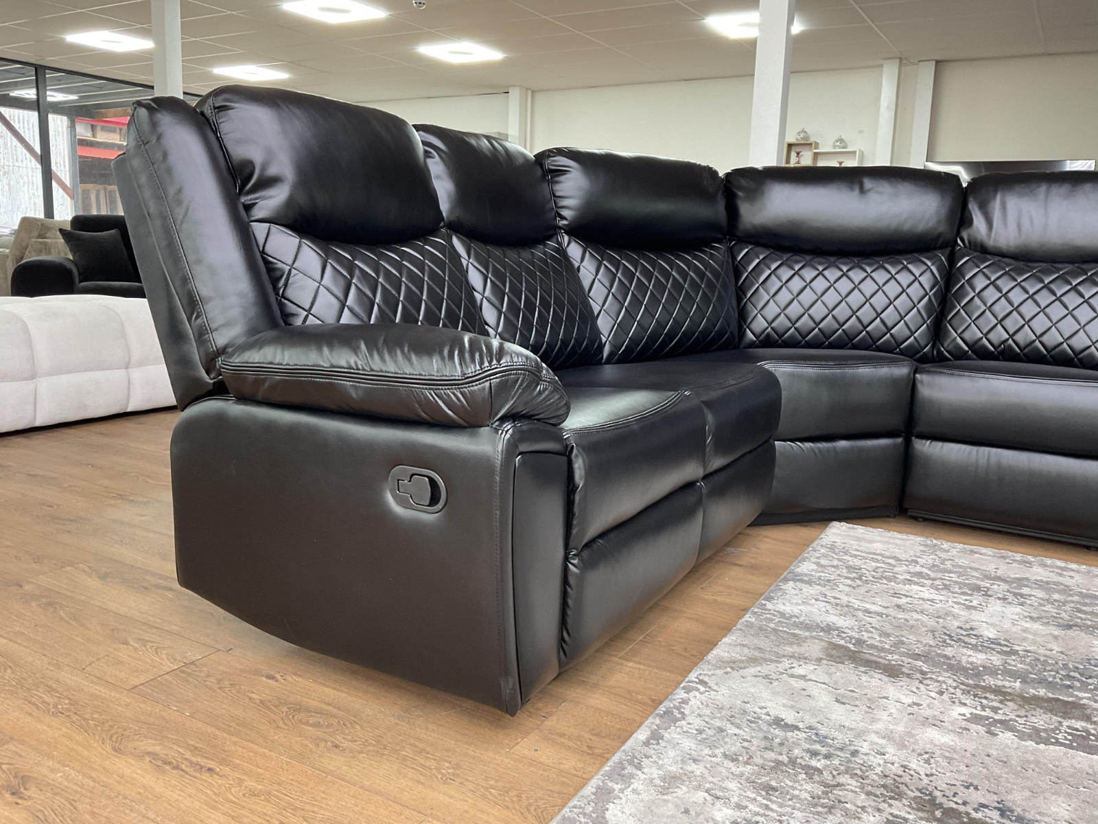 Myra Black Leather Corner Sofa - Sofa Easy