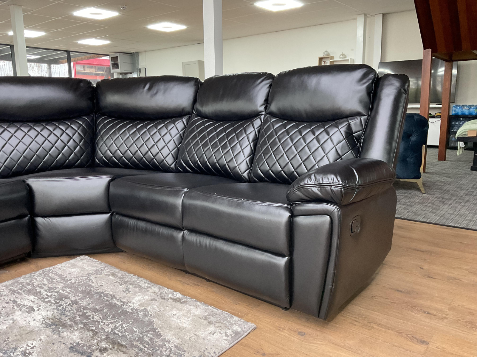 Myra Black Leather Corner Sofa - Sofa Easy