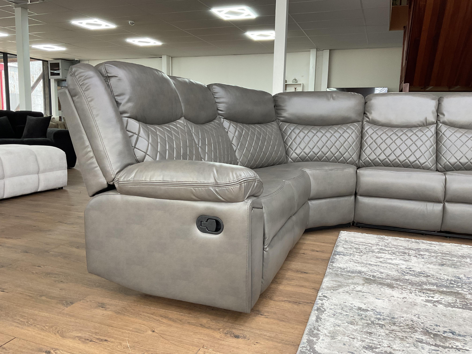 Myra Grey Leather Corner Sofa - Sofa Easy