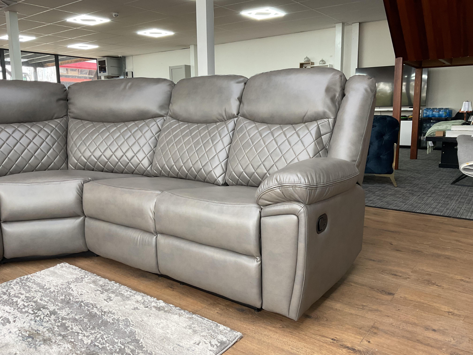 Myra Grey Leather Corner Sofa - Sofa Easy