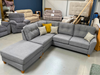 NEW - Ashley Left Hand Facing Corner Sofa with Stool in Brooklyn Charcoal Fabric