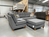 NEW - Ashley Left Hand Facing Corner Sofa with Stool in Brooklyn Charcoal Fabric