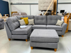 NEW - Ashley Left Hand Facing Corner Sofa with Stool in Brooklyn Charcoal Fabric