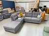 NEW - Ashley Left Hand Facing Corner Sofa with Stool in Brooklyn Charcoal Fabric