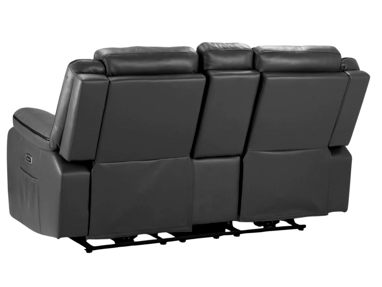 NEW - Harald Electric Reclining Sofas - Grey Leather Aire - Sofa Easy