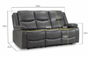 NEW - Harald Electric Reclining Sofas - Grey Leather Aire - Sofa Easy
