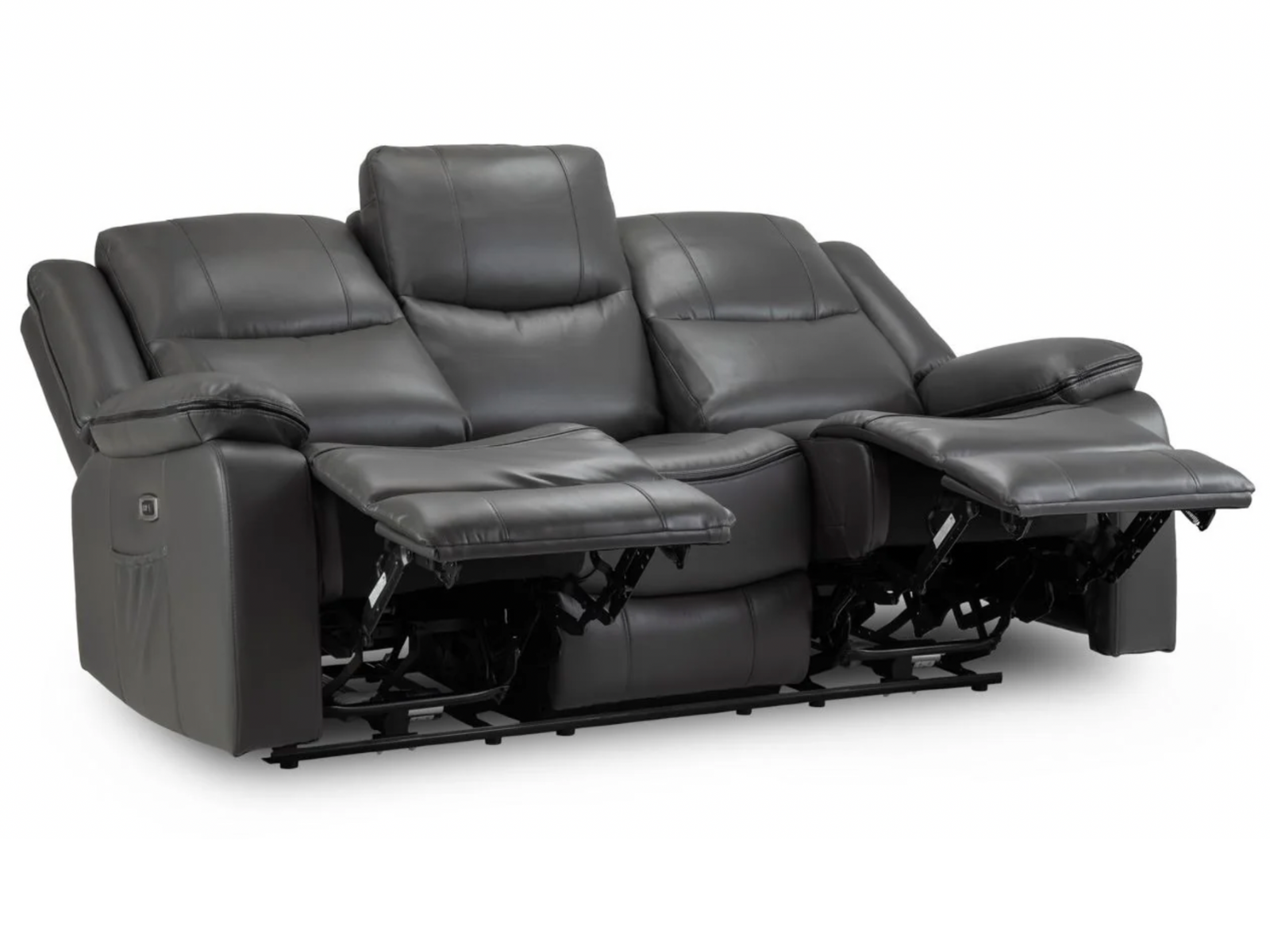 NEW - Harald Electric Reclining Sofas - Grey Leather Aire - Sofa Easy