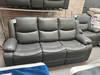 NEW - Harald Electric Reclining Sofas - Grey Leather Aire - Sofa Easy