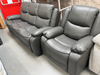NEW - Harald Electric Reclining Sofas - Grey Leather Aire - Sofa Easy